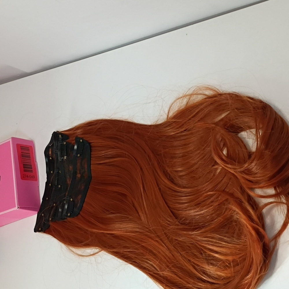 Clip-In Hair Extensions • 20” Long Straight Layered‎ • Copper Red • Synthetic - Picture 5 of 6
